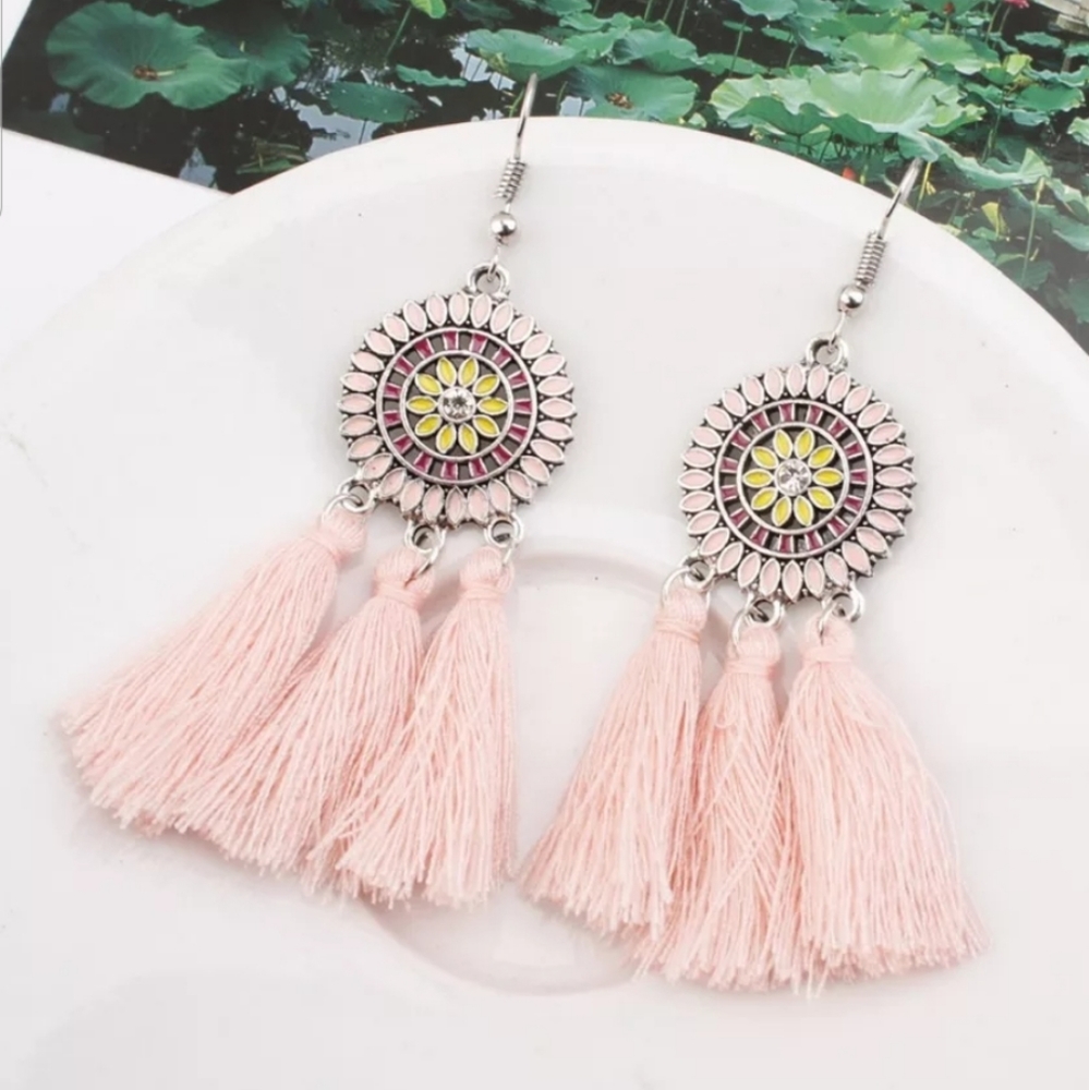 Western Tribal Tassel Dangling Earrings